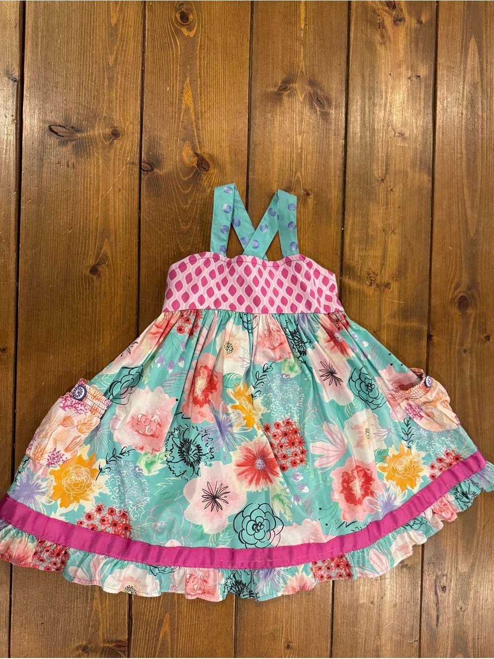 GUC Matilda Jane Floral Mint & Pink Girls Sundress